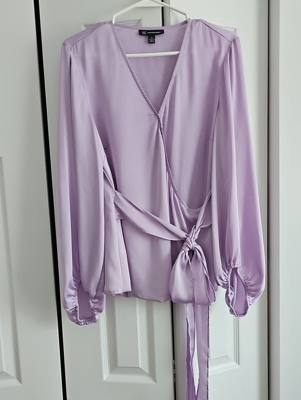 INC International Concepts Lavender Wrap Blouse